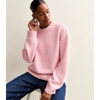 Women's Pink Crew Neck Oversized Textured Knit Jumper New Look | New Look (UK)
