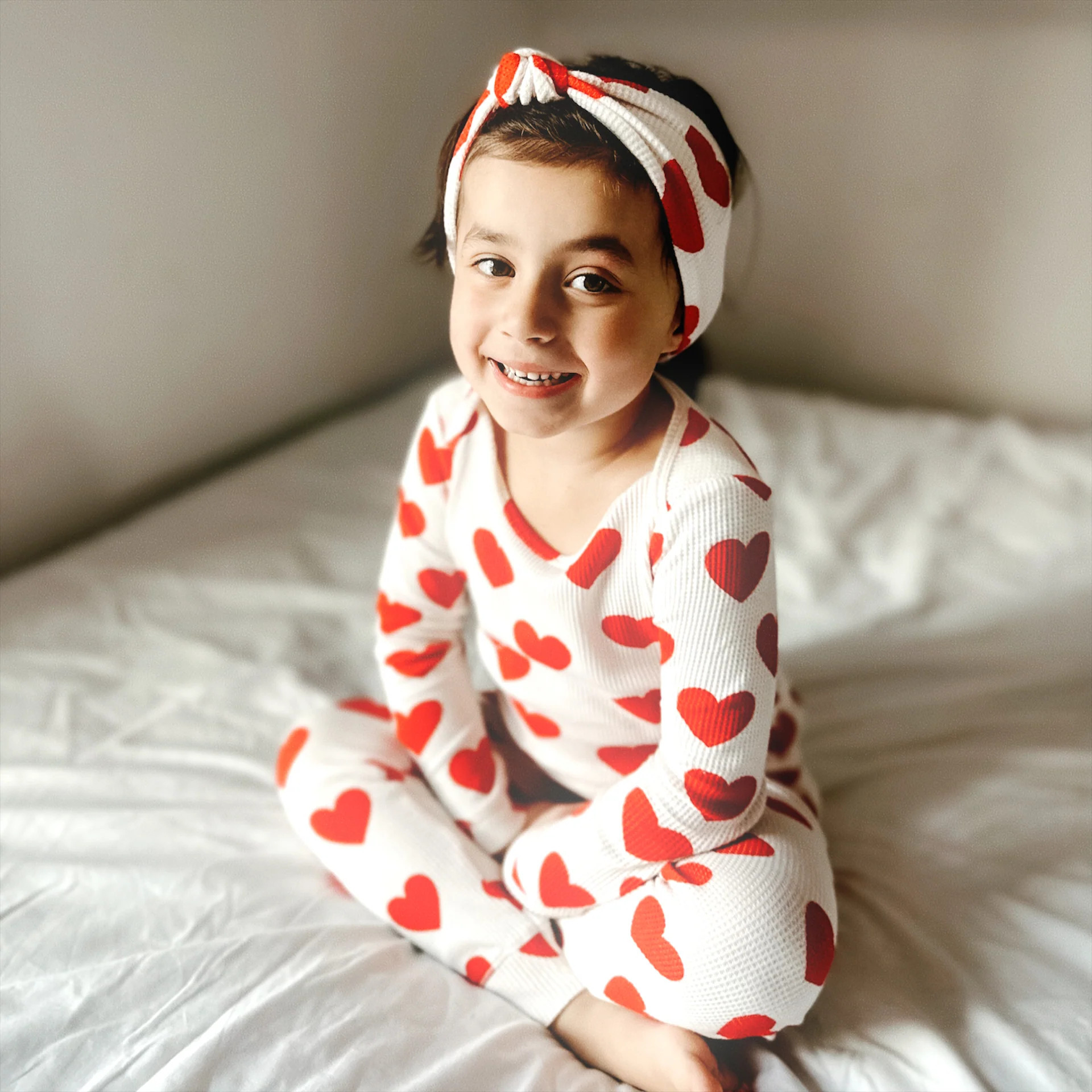 Organic Waffle 2-Piece Set, Red Heart | SpearmintLOVE