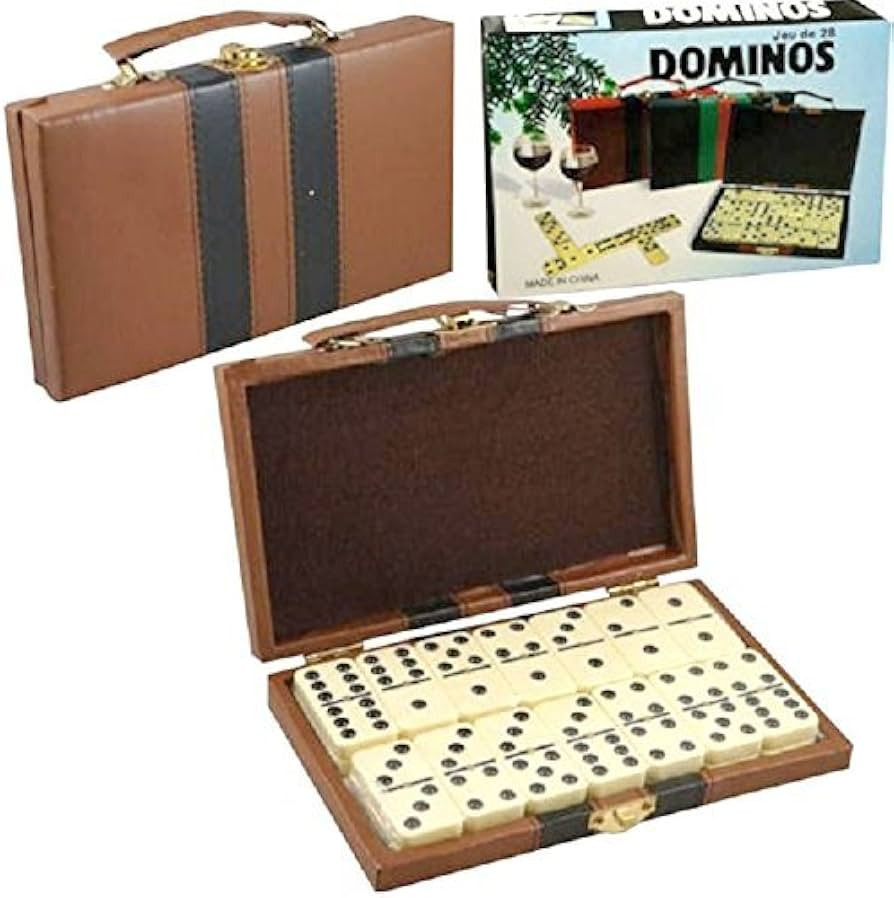 Domino Double Six - Ivory and Black Tiles with Metal Spinners in Deluxe Travel Case with Handles | Amazon (US)