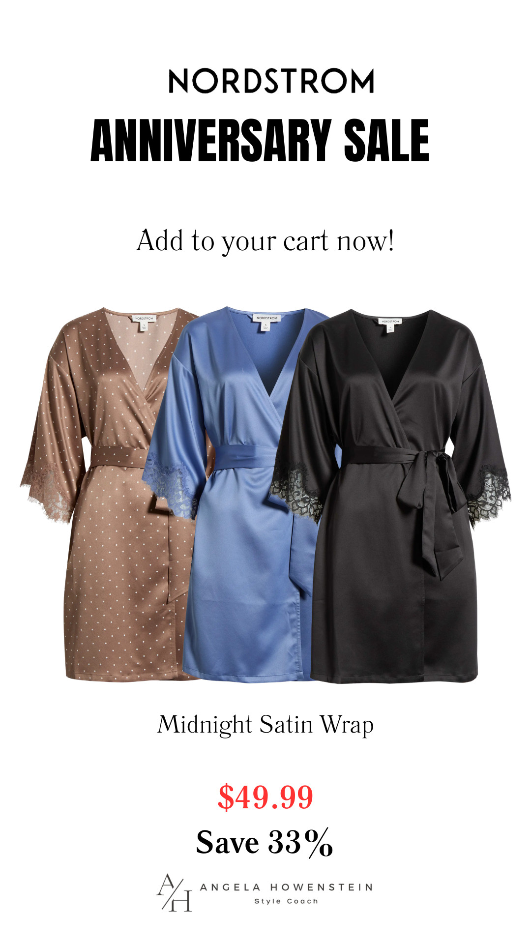 This satin wrap is the little luxury you didn't know you needed. The silky fabric, elegant lace-trimmed sleeves, and classic wrap silhouette make it perfect for slow mornings, getting ready on your wedding day, or winding down in style. 

It's just $49.99 during the Nordstrom Anniversary Sale!

👩‍💻 LTK PRO TIPS
❤️ Heart = Support my posts ;-)
🔖 Save = Get sale & restock alerts for the things you love!
📋 Lists = Keep favorites organized (List ideas: Self-Care, Bridal, Gift Ideas!)
📲 Share = Send lists and products to a friend (or your daughters like me).
💬 Comment = Ask me anything, and I'll answer. ;-) 

 #LTKootd #LTKOver40 #LTKSaleAlert