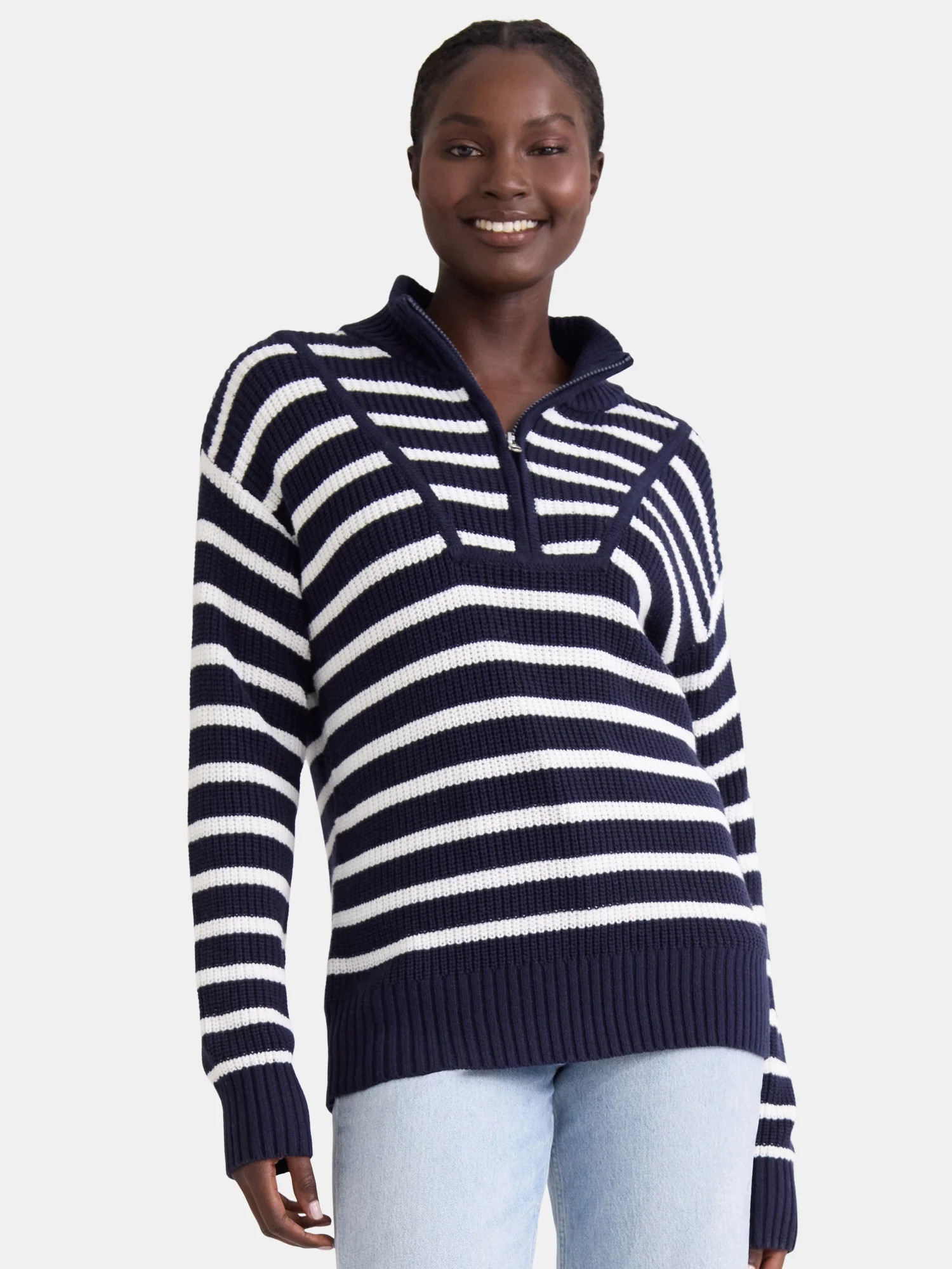 Time and Tru Women's Half Zip Pullover Sweater, Midweight, Sizes XS-XXXL | Walmart (US)