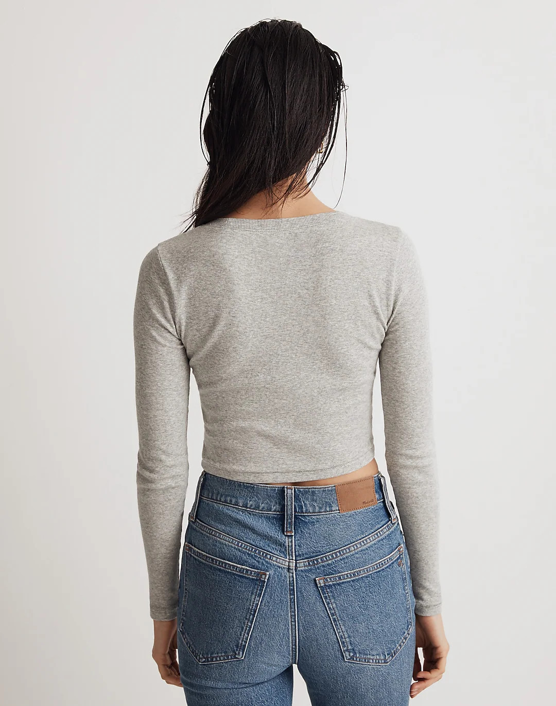 Fine Ribbed Supercrop Crewneck Long-Sleeve Tee | Madewell