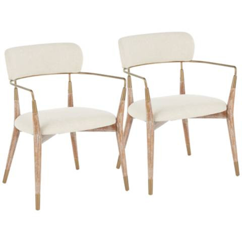 Savannah White Washed Wood Modern Dining Chairs Set of 2 | LampsPlus.com