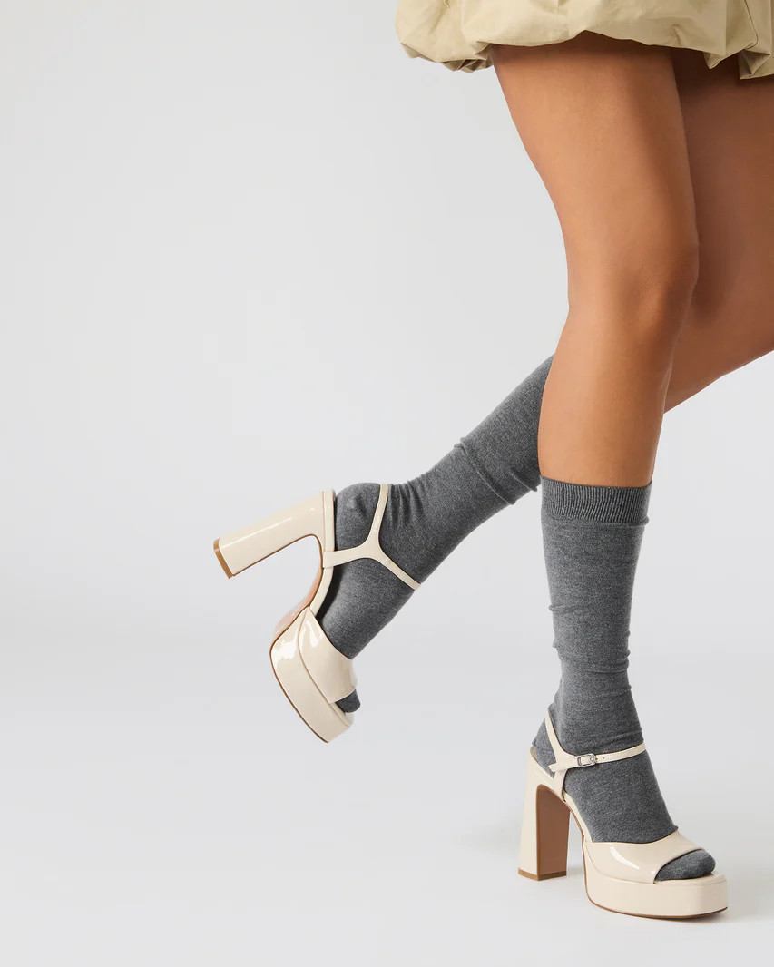 LINADRA Bone Patent Platform Square-Toe Strappy Women's Heel | Steve Madden (US)