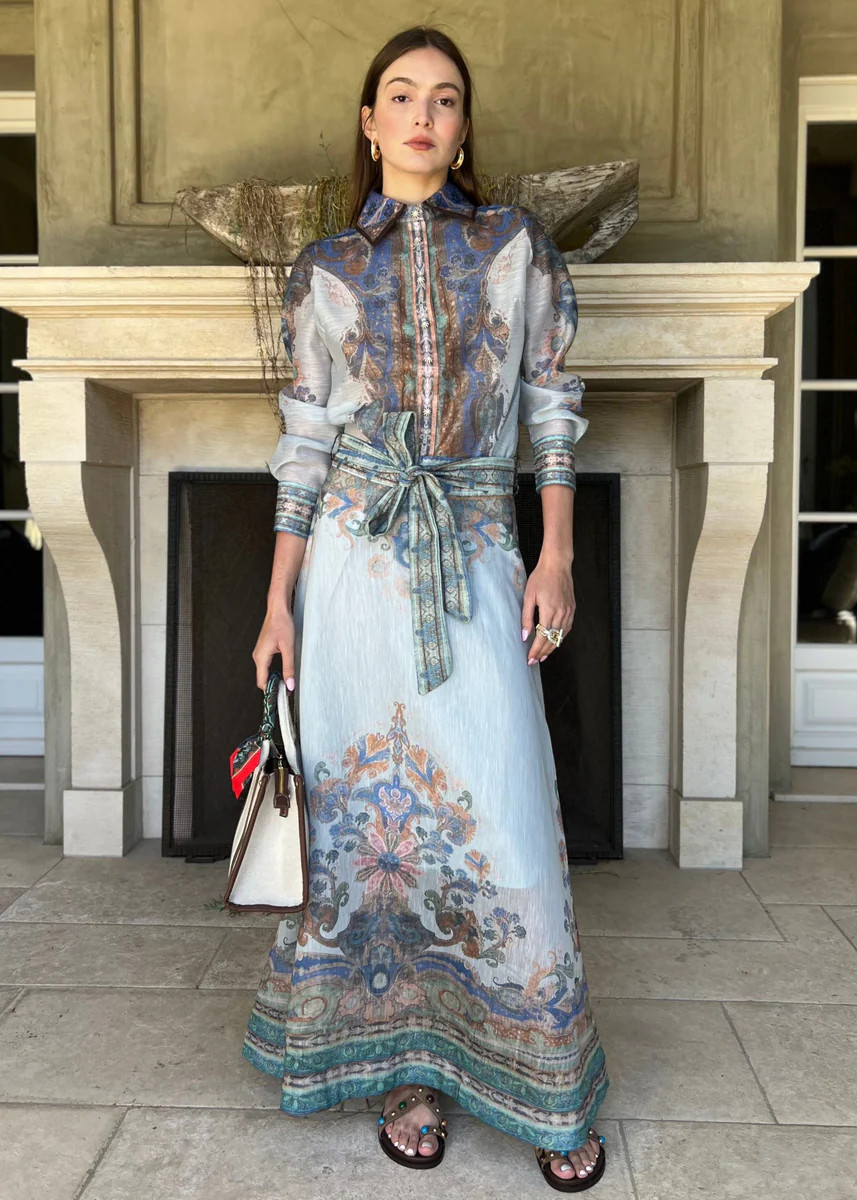 Katherine Long Sleeve Button Down Top - Blue | Benaar La