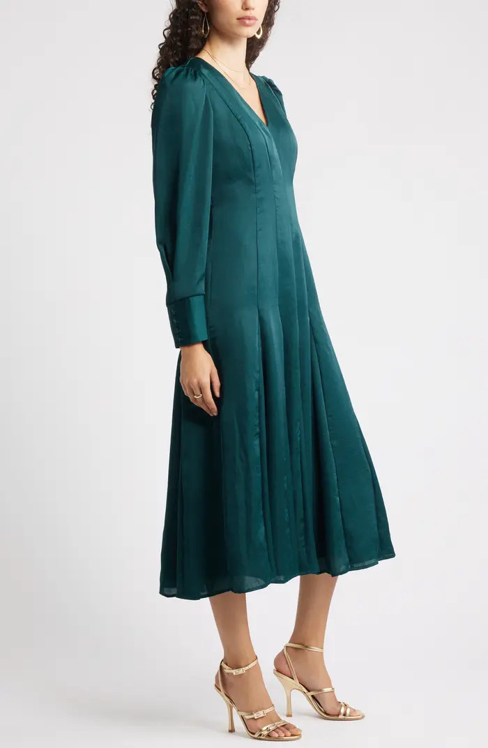 Long Sleeve Satin Midi Dress | Nordstrom