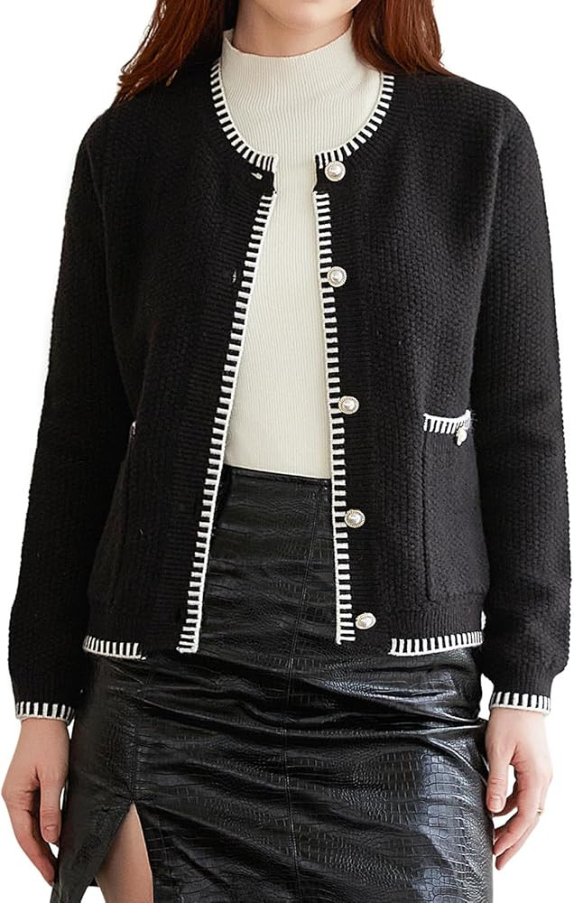 V FOR CITY Cardigan Blazers for Women Knit Tweed Jacket Winter Chunky Cardigans Button Down Sweat... | Amazon (US)