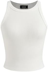 CIDER Womens Cotton Tank Tops Sleeveless Ribbed Basic Shirt Summer Crew Neck Racerback Shirts | Amazon (US)