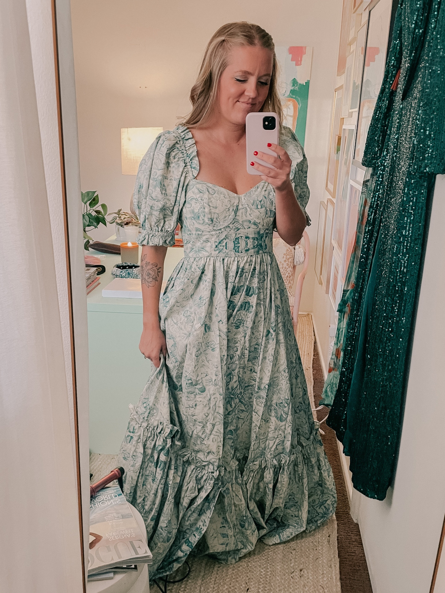 This Selkie dress is a dream come true!! This specific pattern is sold out, but I linked one very similar! Selkie tends to run a little large, so I recommend sizing down🤍