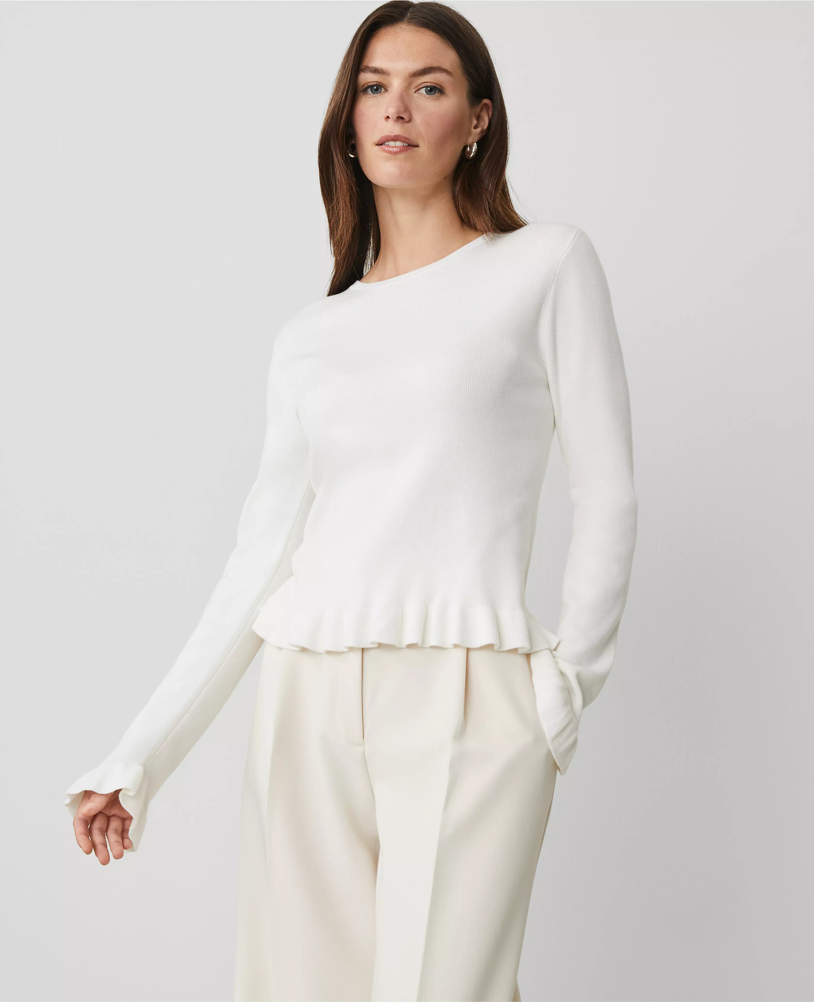 Ruffle Trim Sweater | Ann Taylor (US)