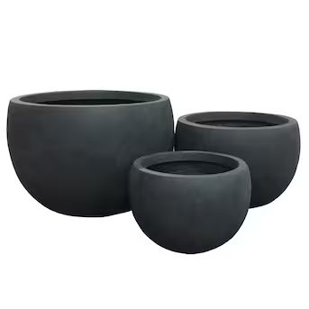 KANTE 3-Pack 20-in W x 13-in H Charcoal Concrete Contemporary/Modern Indoor/Outdoor Planter | Lowe's