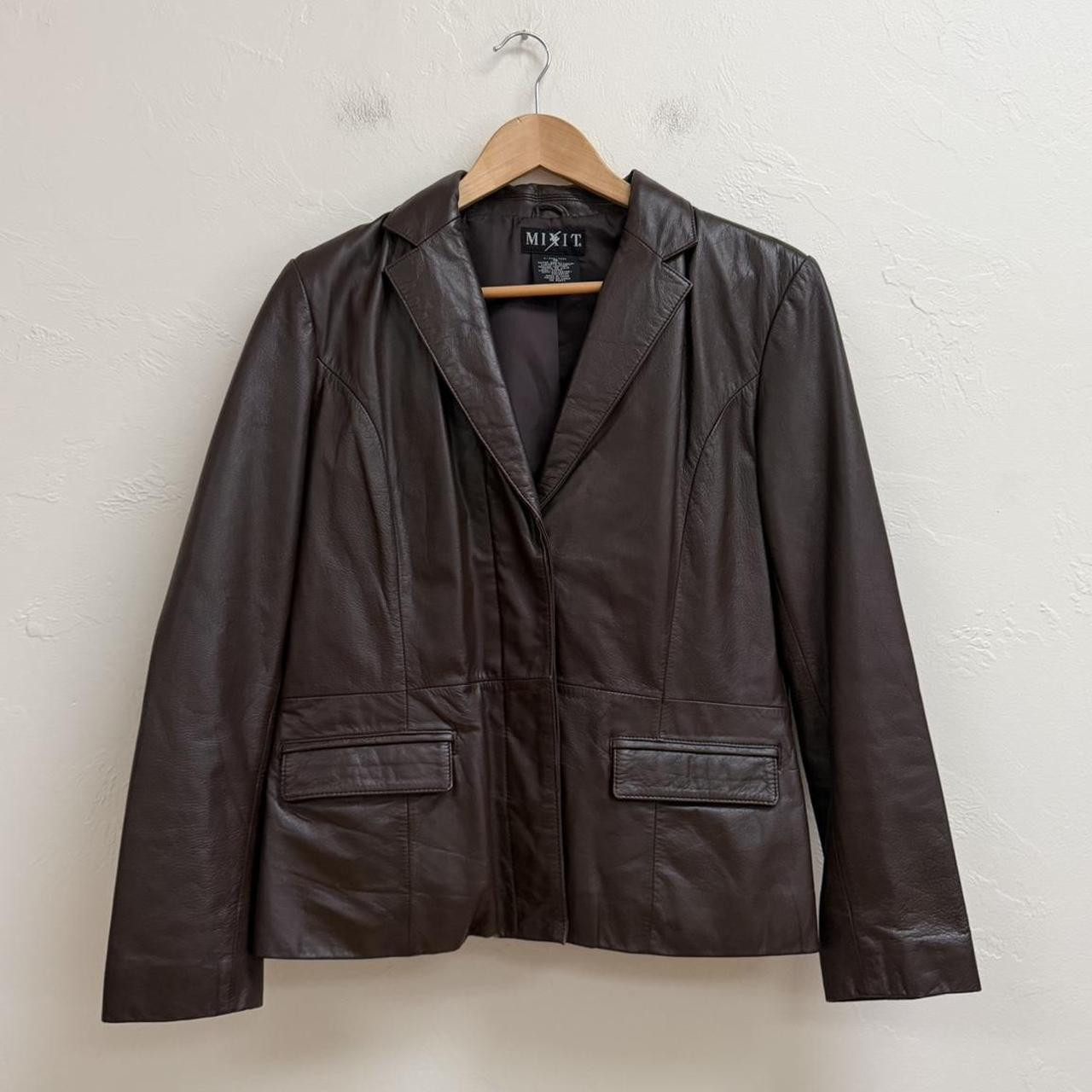 American Vintage Women's Leather Jacket - Brown - M | Depop US