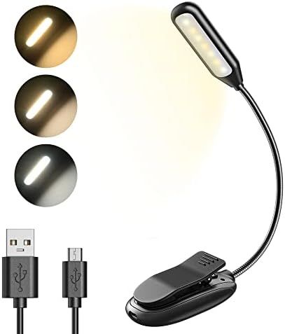 Book Light Clip On Rechargeable, 3 Brightness Levels × 3 Color Temperatures Small Reading Lights... | Amazon (US)