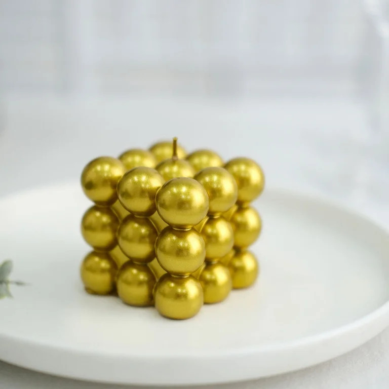 Efavormart 2 Pack | Shiny Metallic Gold 2" Bubble Cube Paraffin Wax Candles, Unscented Square Pil... | Walmart (US)