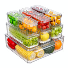 10 Pack Refrigerator Organizer Bins, Stackable Fridge Organizers And Storage With Lids, Fridge Organizers Containers For Fruit, Vegetable, Food, Drink | SHEIN