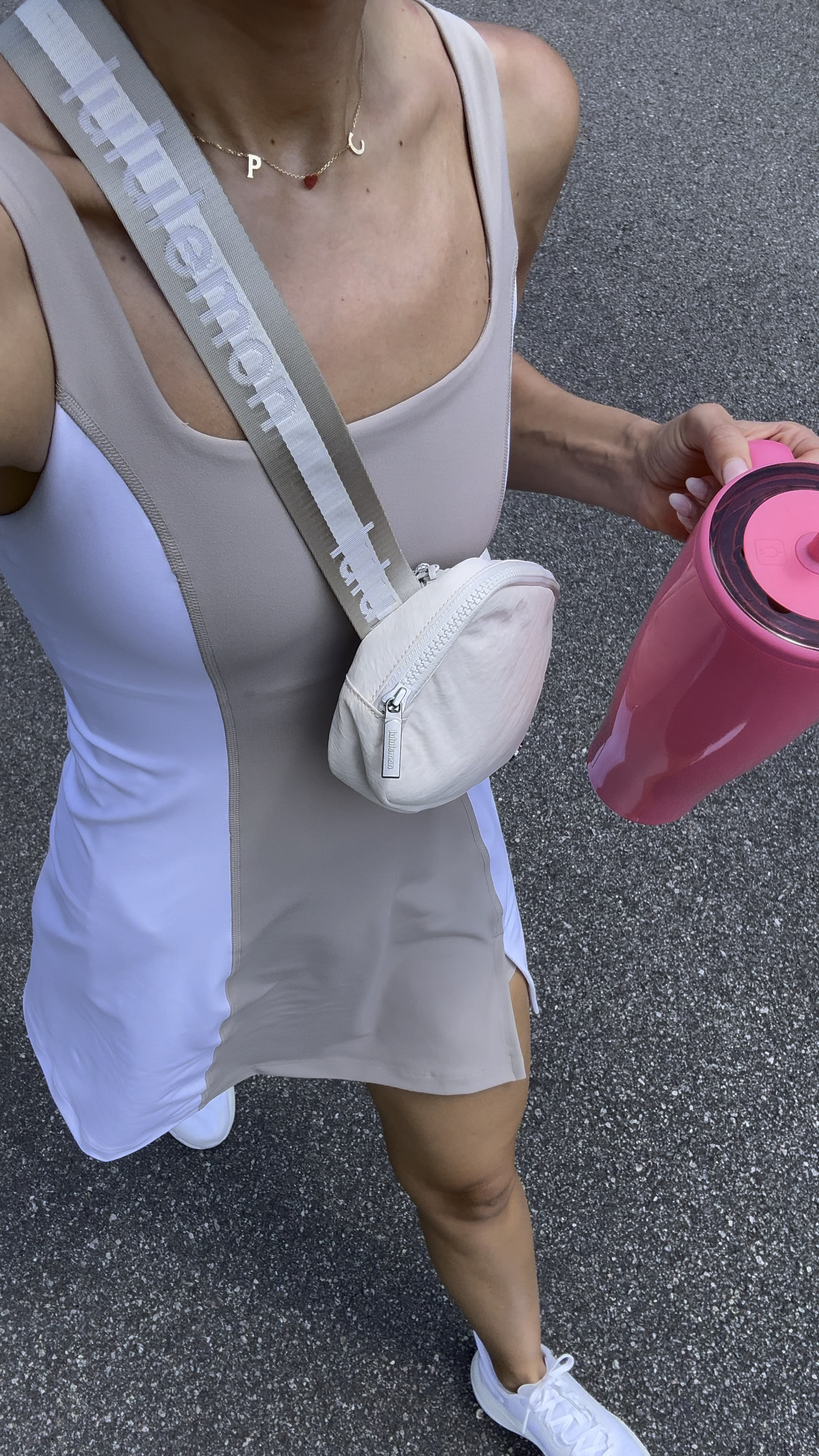 Baseball mom. One of my favorite exercise dresses! Abercrombie Sculpt Lux dress in XS regular. Adjustable straps and shorts/pockets under. Athletic dress. Spring outfit. Disney outfit. Tennis dress. Athleisure. Summer outfit. Lululemon belt bag. Lululemon chargefeel shoes  - great for cardio/cross training/walking! Brumate era cups 40” with locking lid that doesn’t leak!

#LTKActive #LTKShoeCrush #LTKFitness