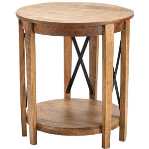 Sutton Creek End Table Brown Wood 23x23x25" Farmhouse Style | Homesquare
