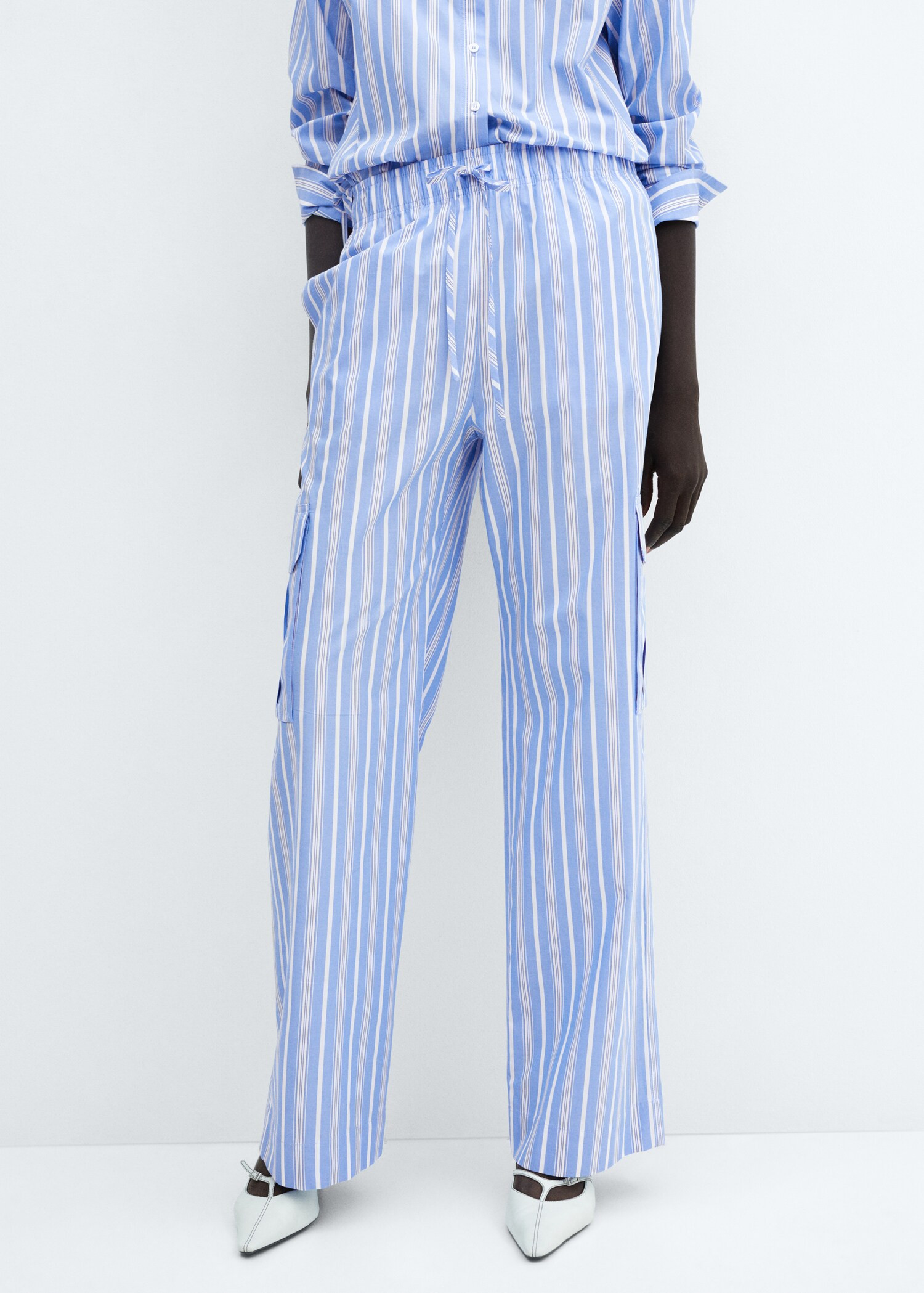 Striped cotton cargo trousers | MANGO (US)