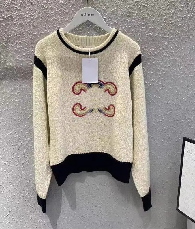 Save Big on Bulk Womens Sweater Pullover Luxury Sweaters Womens Long Sleeve Embroidery Panelled J... | DHGate