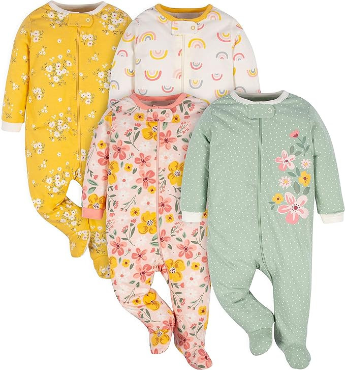Gerber Baby Girls' 4 Pack Sleep 'N Play Footie | Amazon (US)