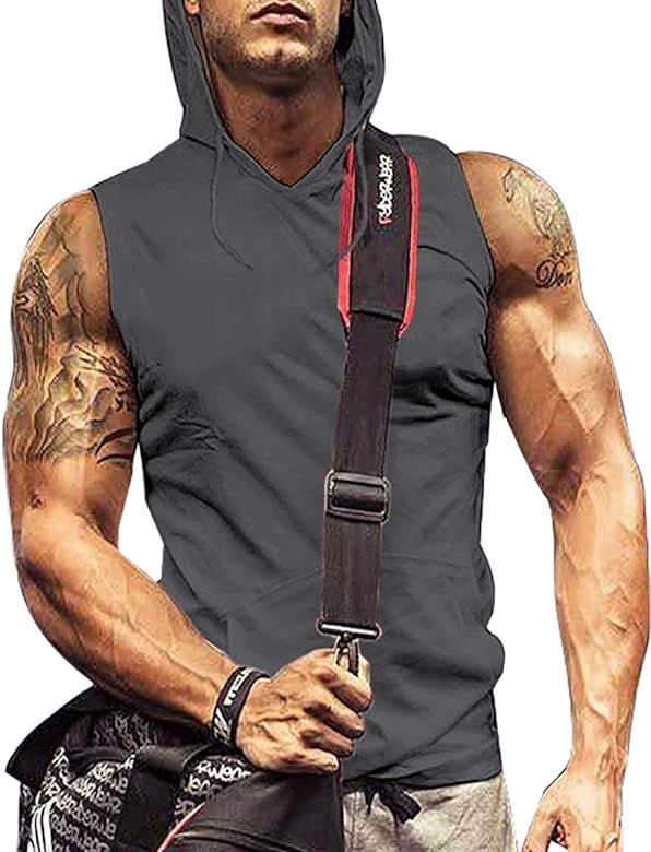 Amazon.com: Sleeveless Hoodie for Men Muscle Tank Top Hoodie Lifting Weights Shirt Dark Grey XL: ... | Amazon (US)