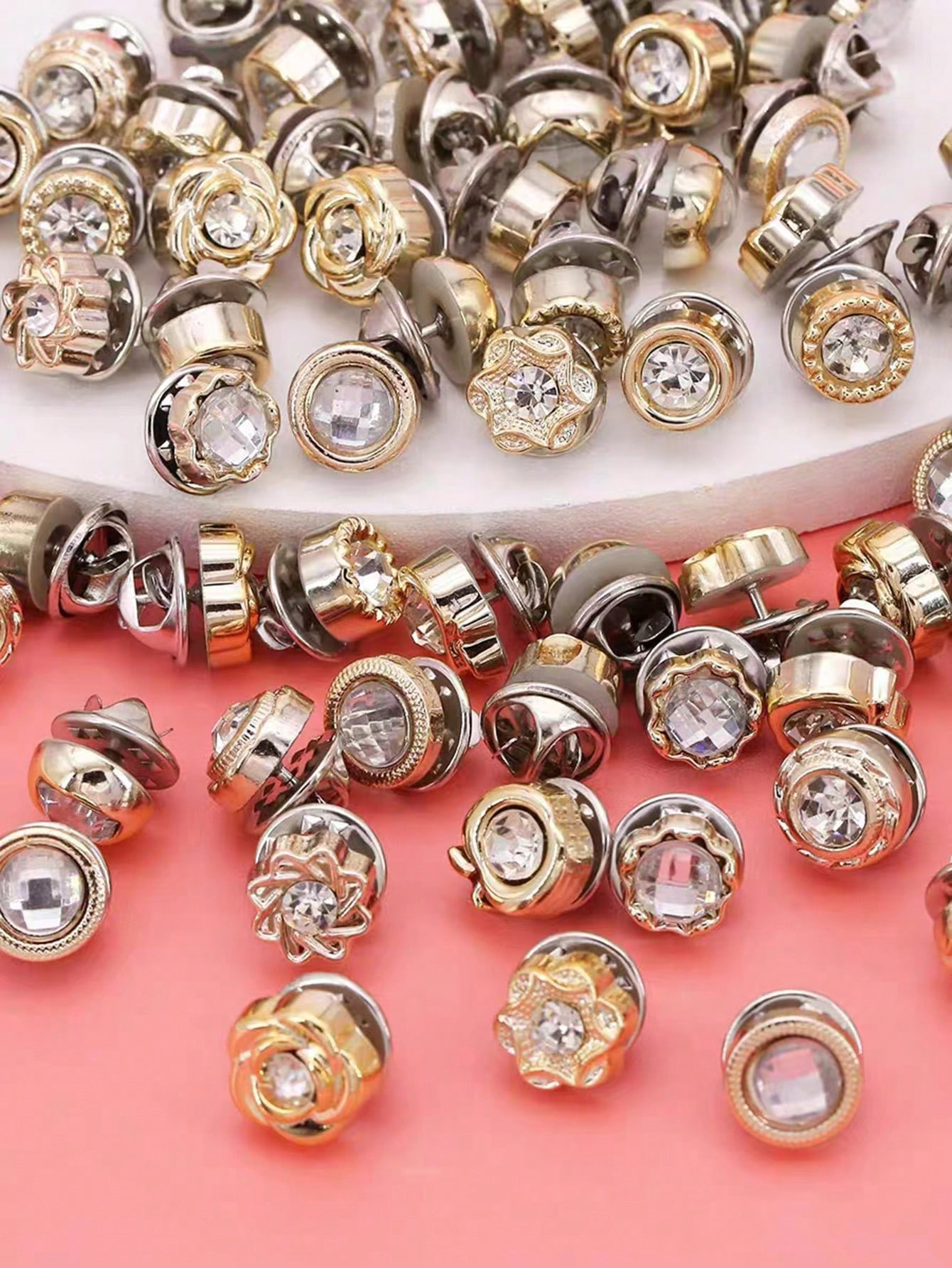 20pcs WoMen' Shirt Button Pins Set, Pearl & Rhinestone Decor Mini Brooches, For Daily Outfits | S... | SHEIN