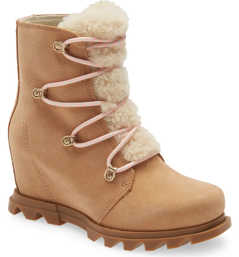 SOREL Joan of Arctic III Genuine Shearling Trim Waterproof Wedge Boot | Nordstrom | Nordstrom