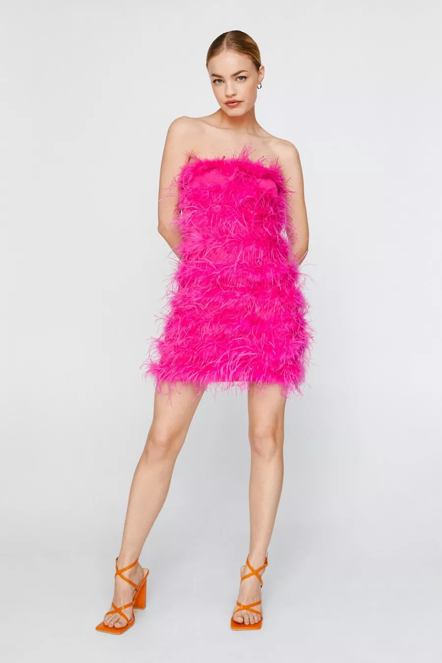 Feather Bandeau Mini Dress | Nasty Gal US
