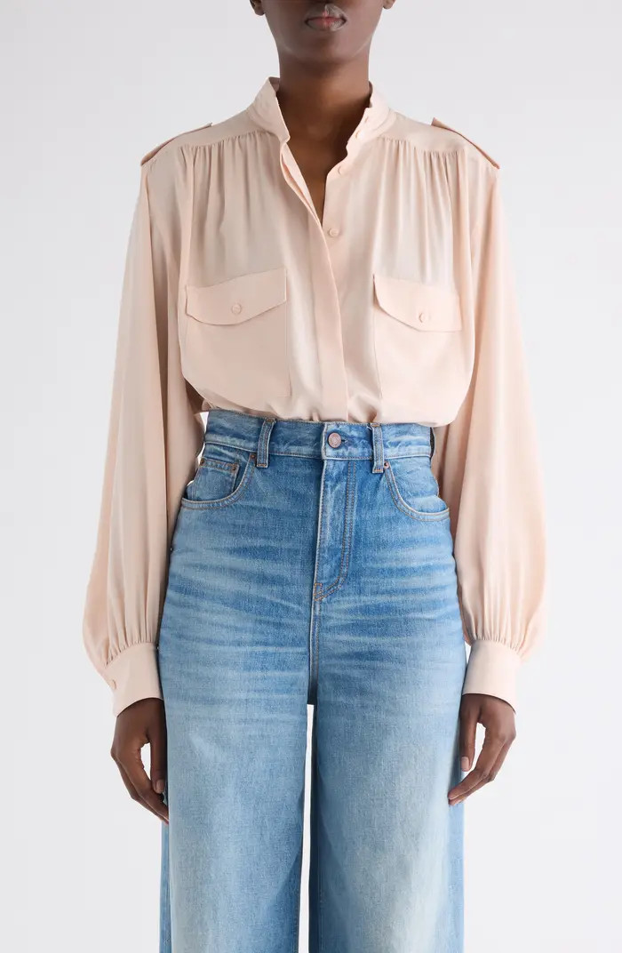 Gathered Silk Crêpe de Chine Shirt | Nordstrom