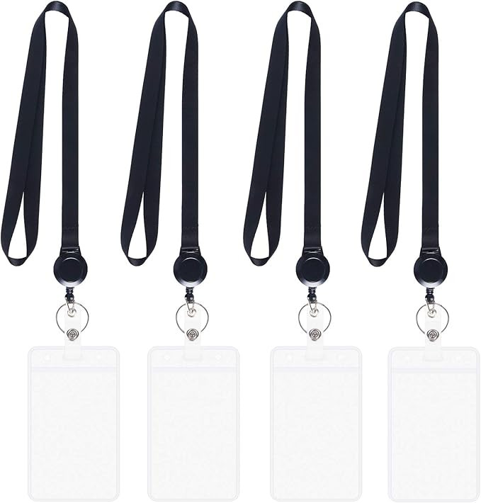 YOUOWO Lanyards Black with Retractable Badge Reel and Vertical ID Badge Holder,Punched Zipper Wat... | Amazon (US)