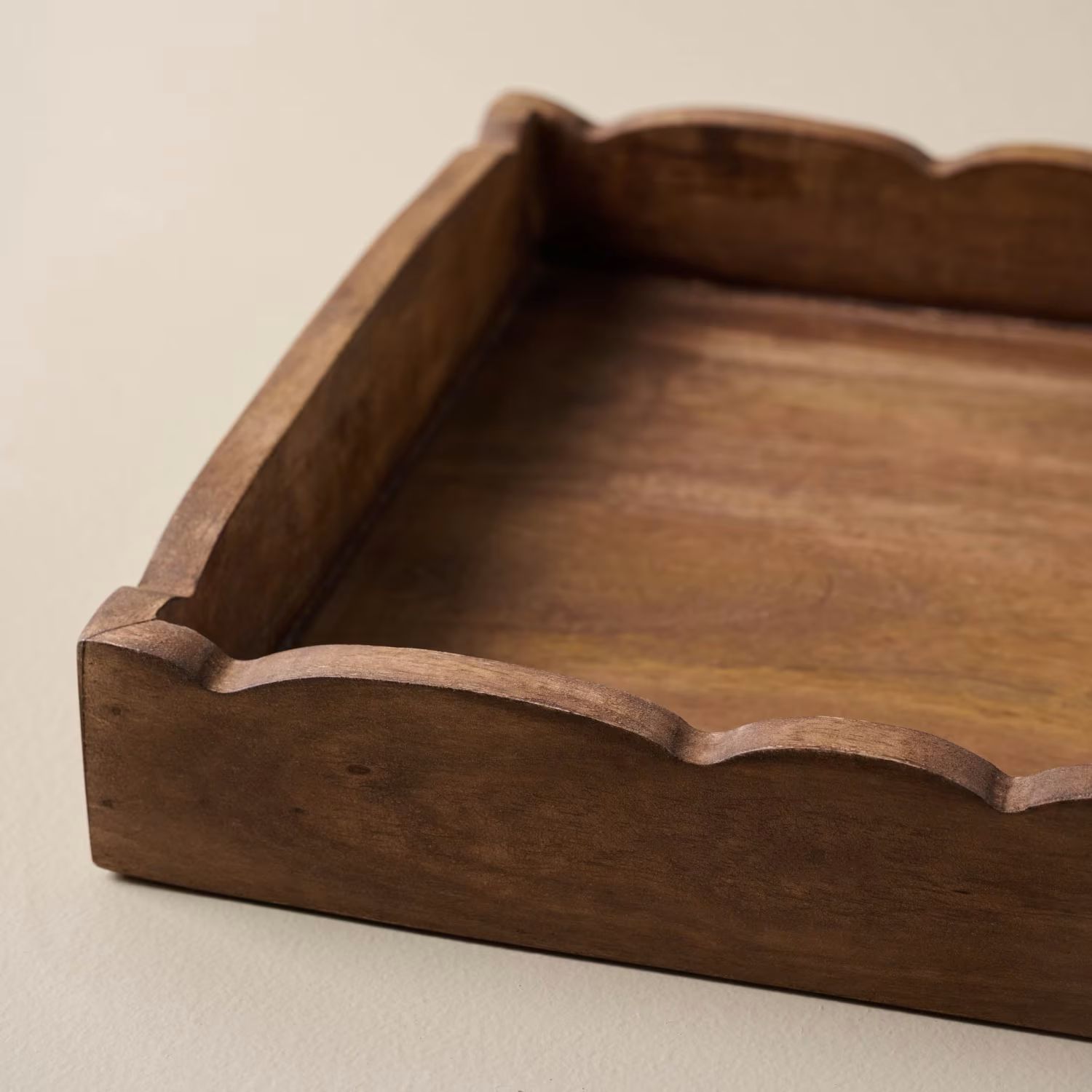 Scalloped Antiqued Wood Tray | Magnolia