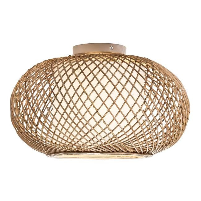 Natural Wicker and Jute Reyna Flush Mount Ceiling Light | World Market