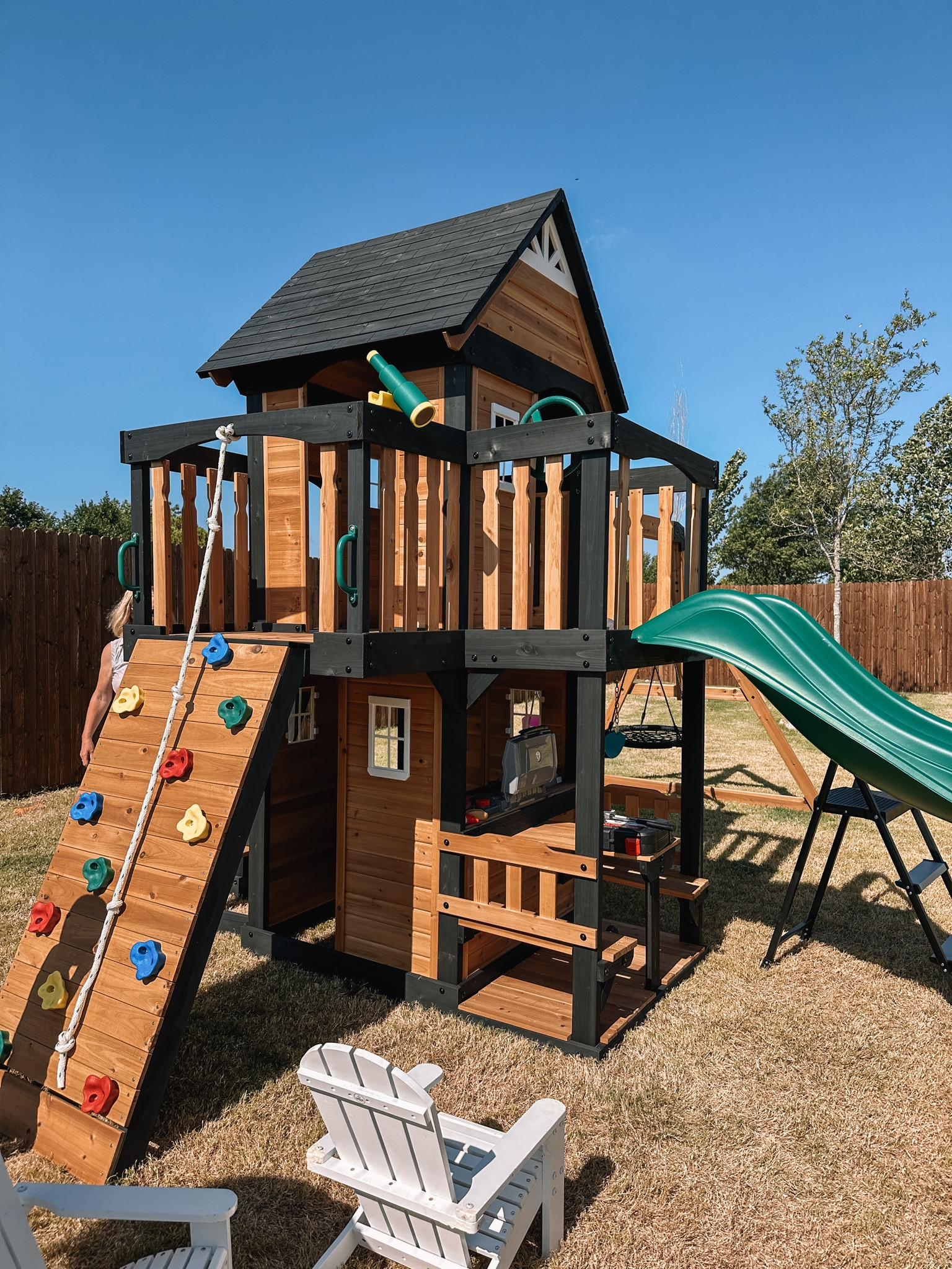 Our new swingset! We love the colors & also that there are sections for Lila and Calihan! 

#LTKFamily #LTKKids #LTKBaby