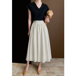 Simple Elegance Texture A-Line Skirt in Ivory | Chicwish