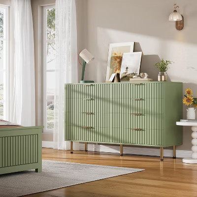 COZONY 8-Drawer Fluted Modern Dresser — Wooden Chest with Deep Storage for Bedroom, Living Room, Hallway & Kids Room | Target