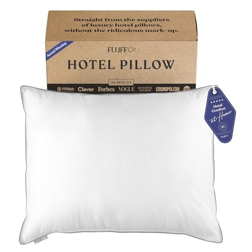 FluffCo Zen Fluff™ Pillows - Down Alternative - Standard/Queen Bed Pillow for Sleeping Made in USA - Luxury Hotel-Quality Pillow - 100% Cotton, 300 Thread Count (Soft Queen Size 1 Pack) | Amazon (US)