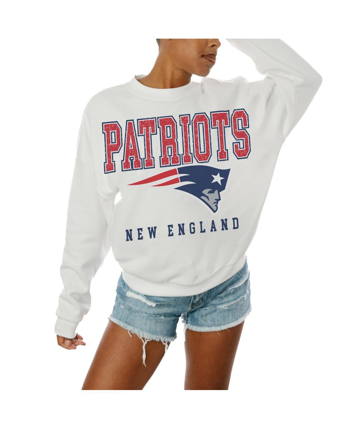 Gameday Couture Women's White New England Patriots Sunday Drives Oversized Crewneck Pullover Sweatshirt - White | Macy's
