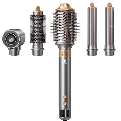 Hair Dryer Brush, webeauty 5 in 1 Professional Hot Air Styling, High-Speed Negative Ionic Hair Dryer Fast Drying, Multi Hair Styler with Air Curling Iron, Volumizing, Straightening (Grey Gold) | Amazon (US)