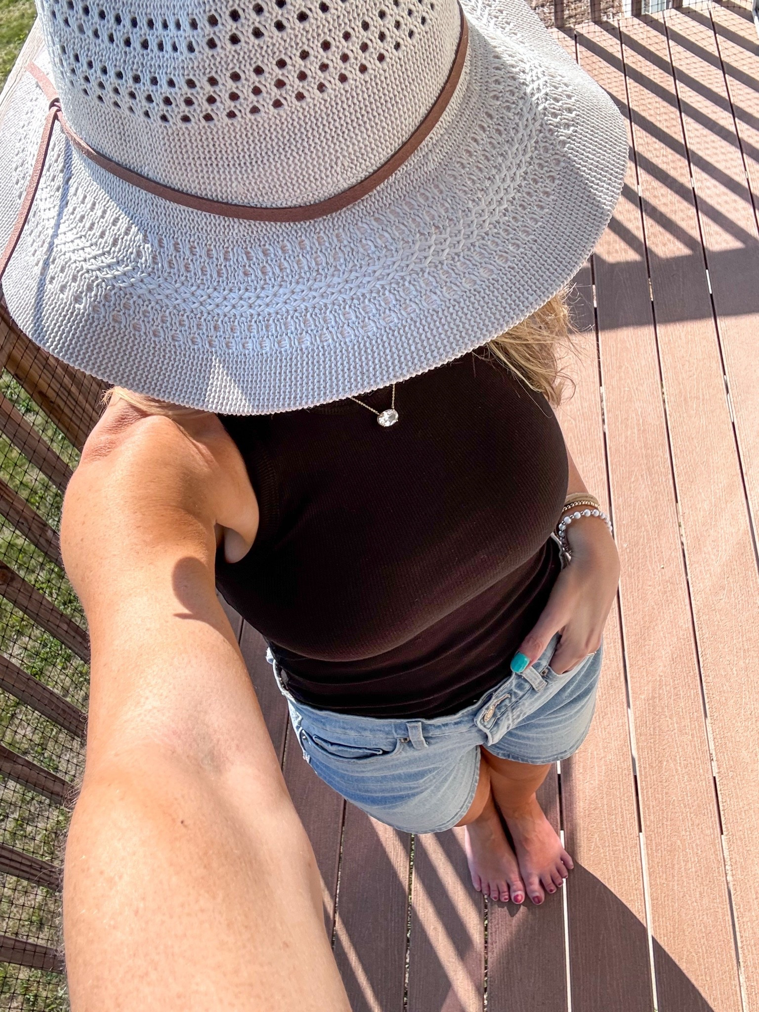 Summer essentials outfit inspo! ☀️ This Panama hat is adorable and paired with this under $5 tank top and under $18 denim shorts! Essentials for sure! Wearing an xsmall in the tank and a 2 in the shorts.

Viral denim shorts, mom style, mom approved shorts, 5” inseam shorts, neutral panama hat, black tank top, summer outfit inspo

#LTKootd #LTKmomlife #LTKMidsize