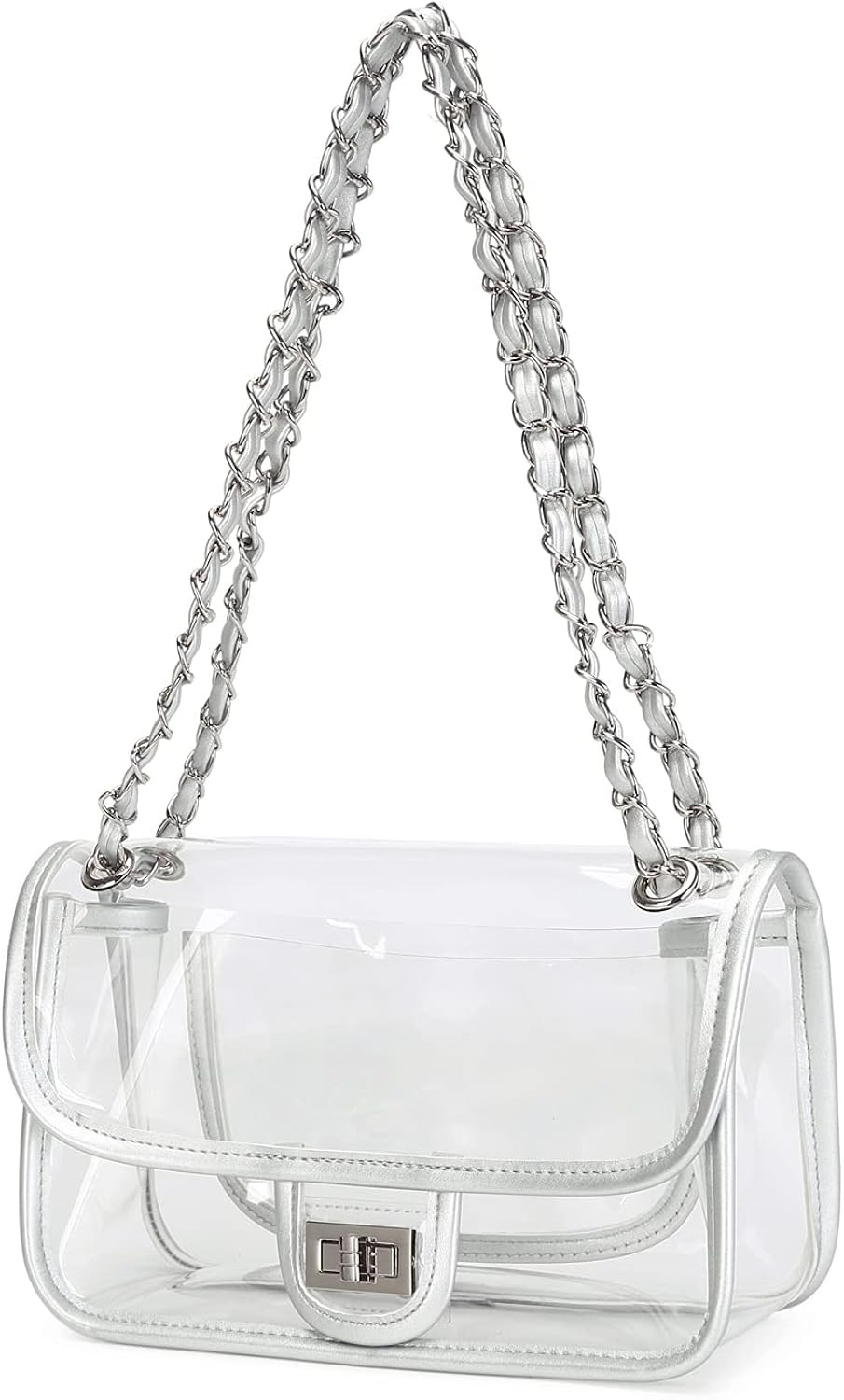 Lam Gallery Womens PVC Clear Purse Handbag with Chain Stadium Approved Clear Bag See Through Bag ... | Amazon (US)