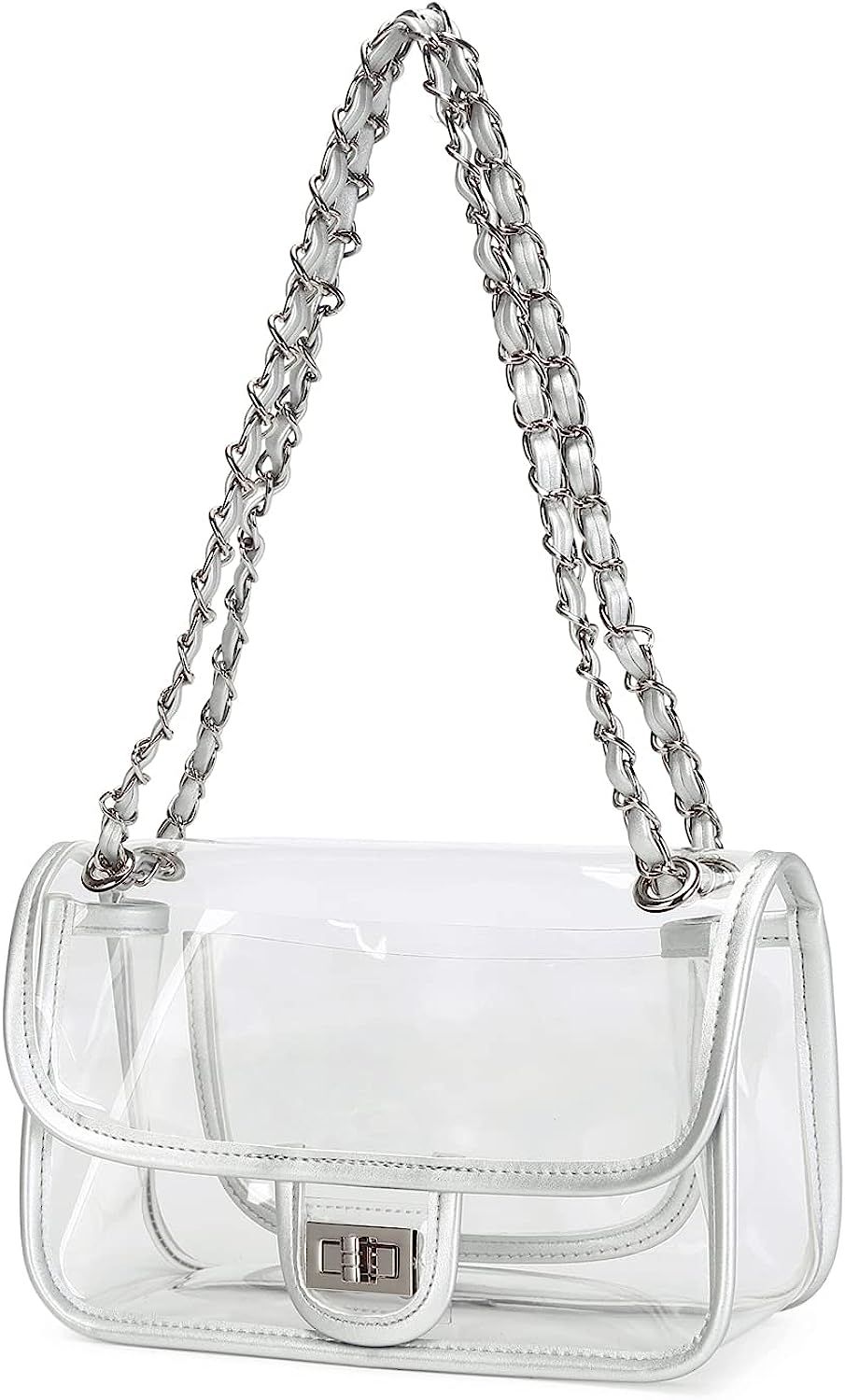 Lam Gallery Womens PVC Clear Purse Handbag with Chain Stadium Approved Clear Bag See Through Bag ... | Amazon (US)