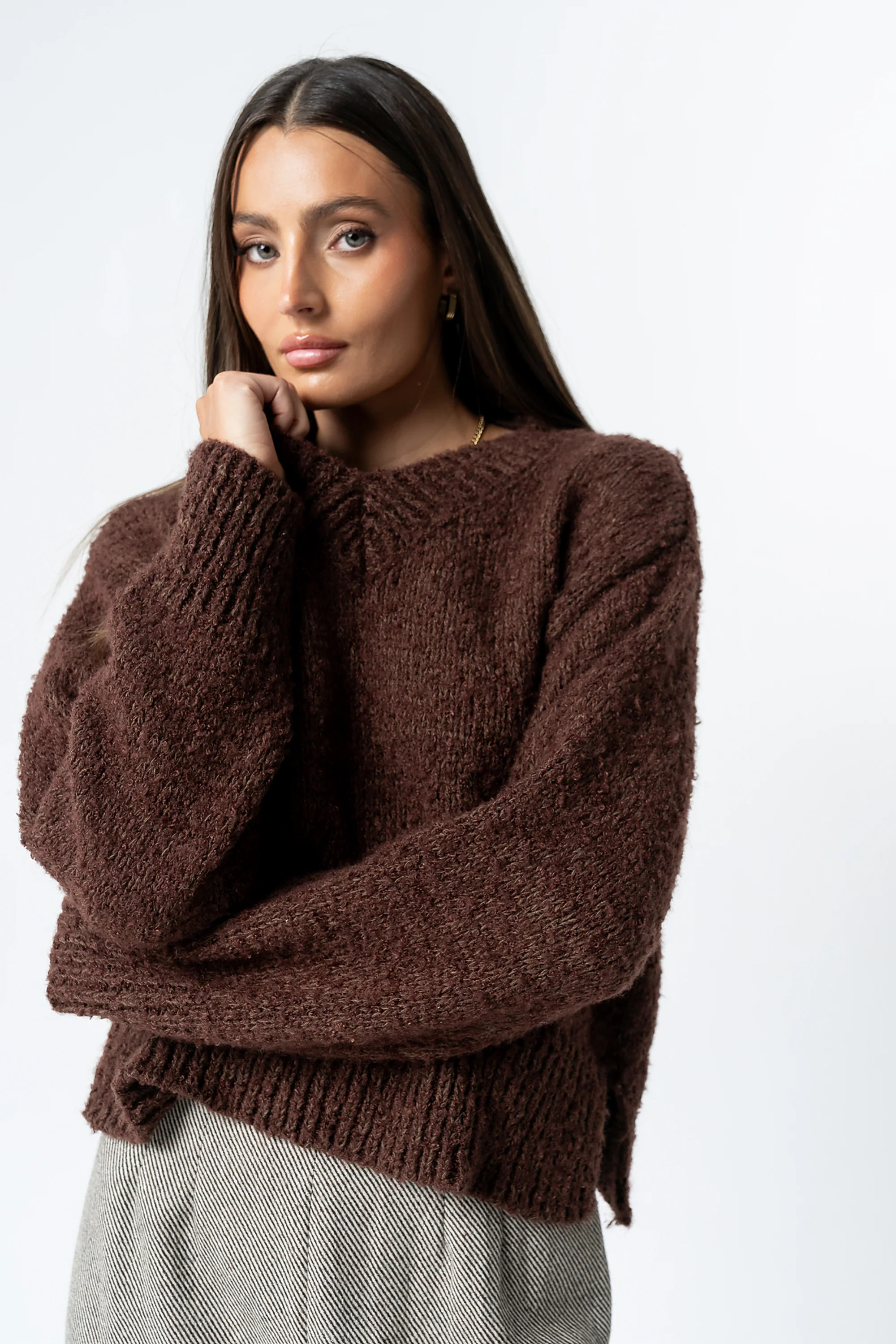 Junie Fuzzy Sweater in Brown - S / Brown | Böhme US