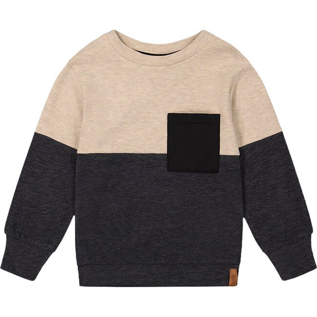 Super Soft Color-Block Quilted Pocket Top, Beige & Black | Maisonette