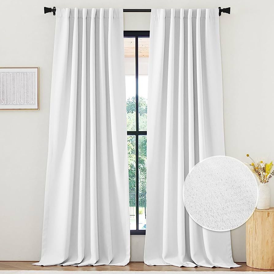 StangH Blackout Curtains 108 inches Long for Living Room, Two-Layer Faux Linen Thermal Insulated ... | Amazon (US)