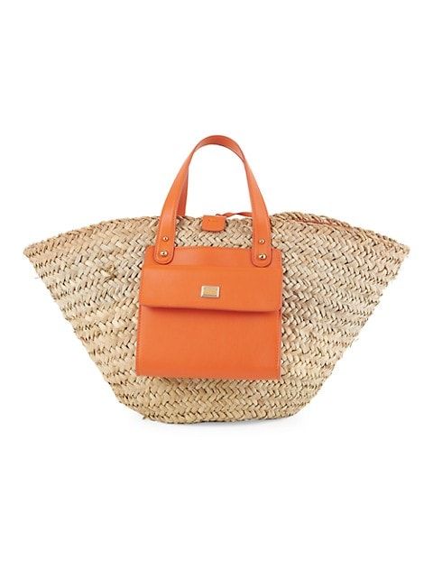 Kendra Leather-Trimmed Straw Tote | Saks Fifth Avenue