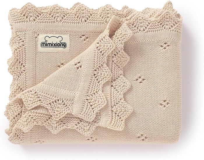 mimixiong Cotton Baby Blanket Knitted Crochet Receiving Crib Nursery Swaddling Blankets for Newbo... | Amazon (US)