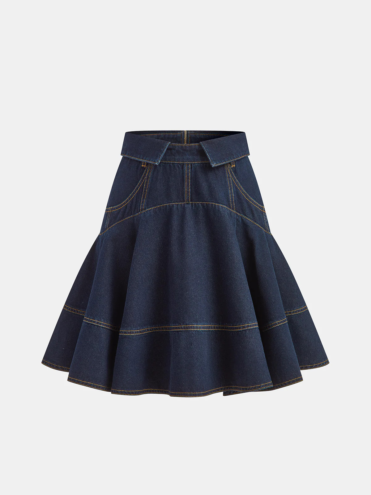 Denim High-Waist Flared Skirt | Commense
