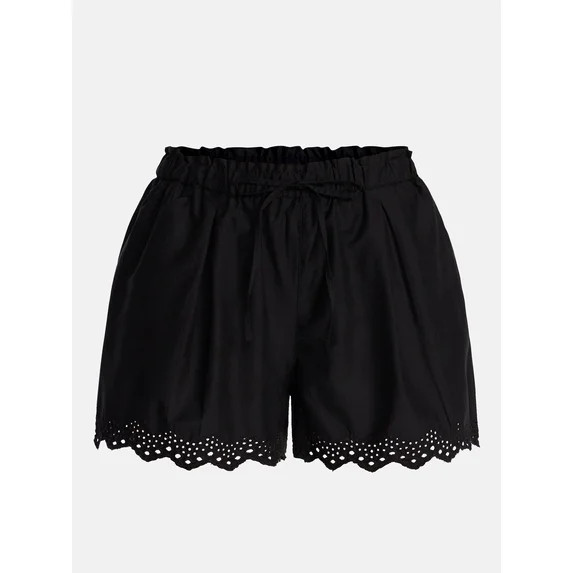 Time and Tru Women's Eyelet Trim Shorts, Sizes XS-XXXL | Walmart (US)