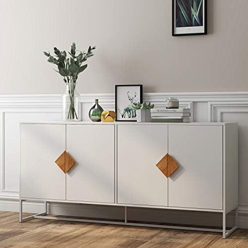 Sideboard Cabinet RASOO White Modern 4 Doors Kitchen Buffet Storage Cabinet Televison Tables Entr... | Amazon (US)
