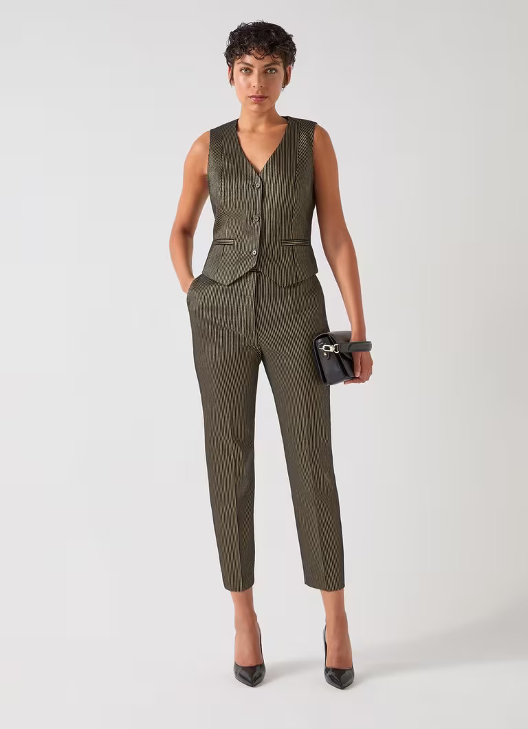 Baxtor Black & Gold Stripe Gold Waistcoat | L.K. Bennett (UK)